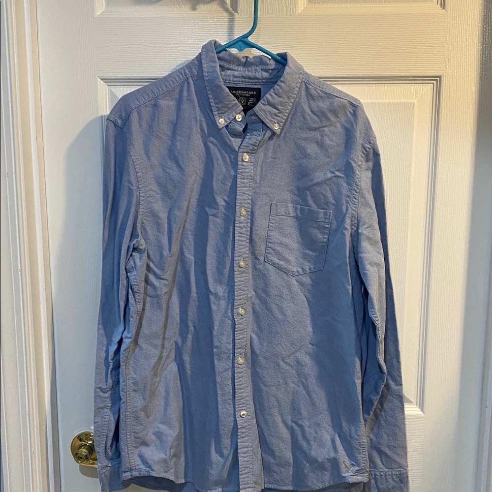Mens american eagle xl slim fit button down shirt blue